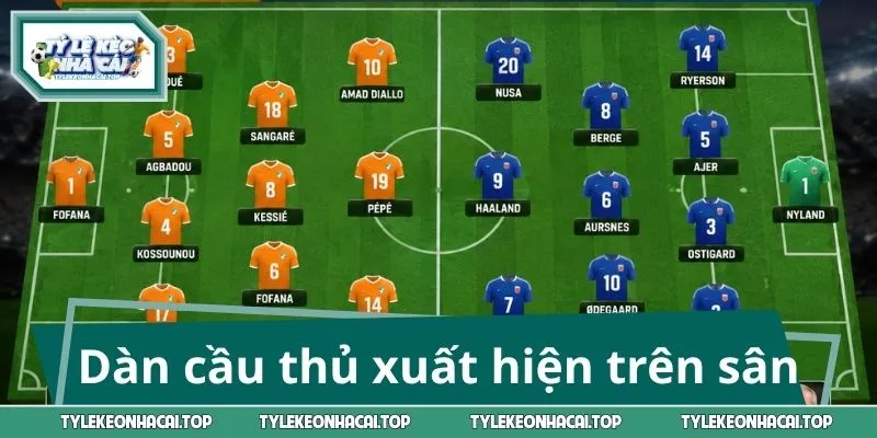 Dàn cầu thủ xuất hiện trên sân