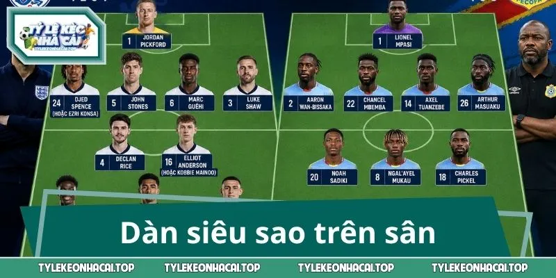 Anh vs CHDC Congo và dàn siêu sao trên sân