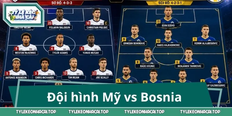 Đội hình Mỹ vs Bosnia & Herzegovina