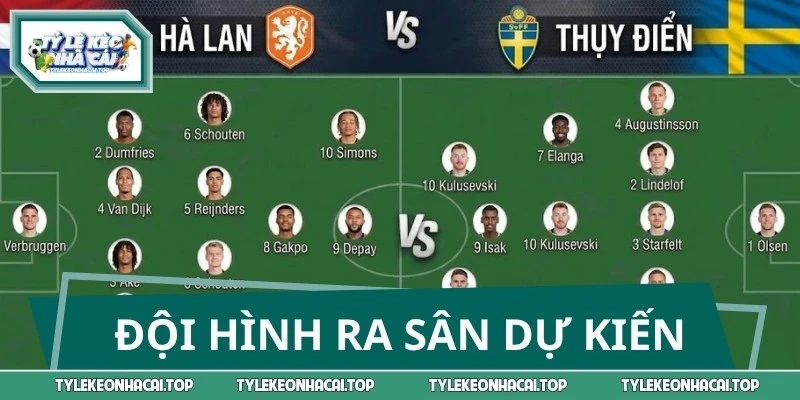 Đội hình, lực lượng ra sân dự kiến của Hà Lan và Thụy Điển