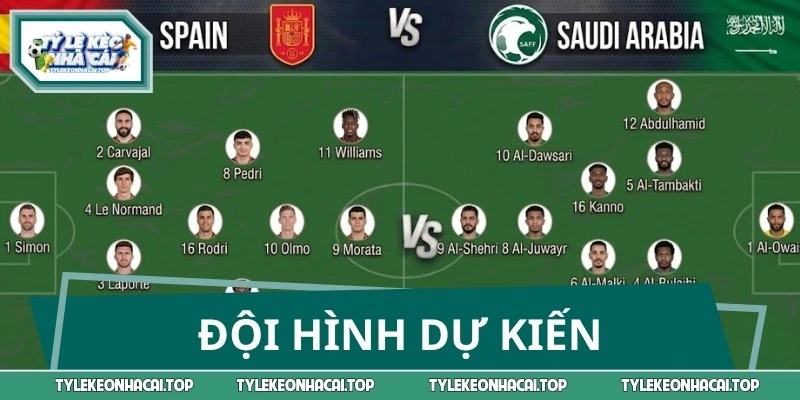 Đội hình dự kiến sẽ ra sân của Tây Ban Nha vs Saudi Arabia